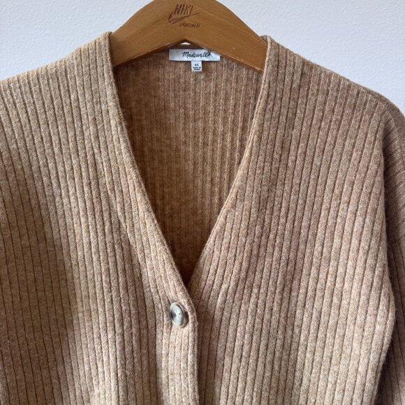 Madewell Cameron Ribbed Cardigan Sweater Coziest Yarn Taupe Tan Camel | XS - Picture 3 of 16